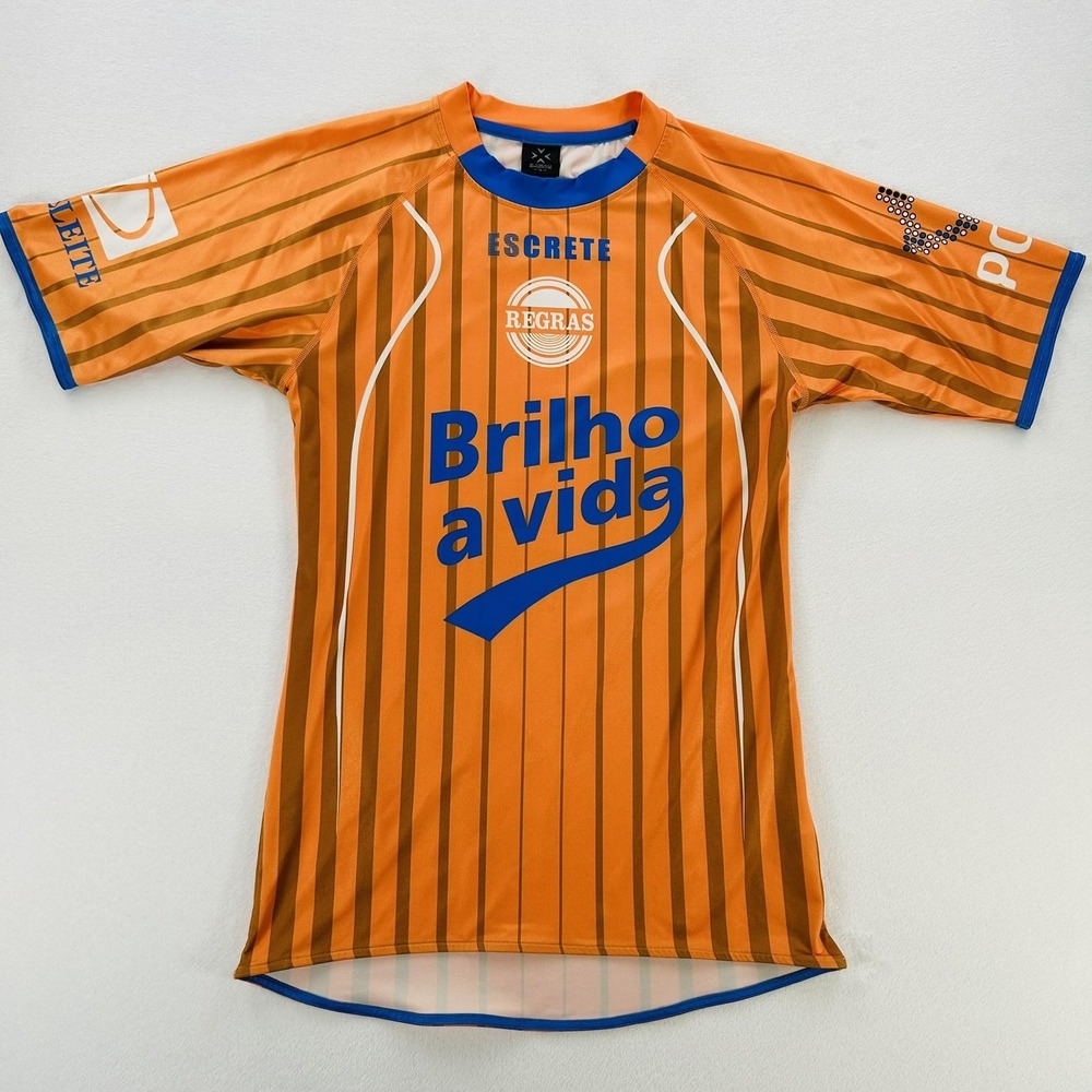X-TEAM SPORTS Jersey Mens Medium Orange Brilho A Vida Soccer Shirt Brazil Futsal